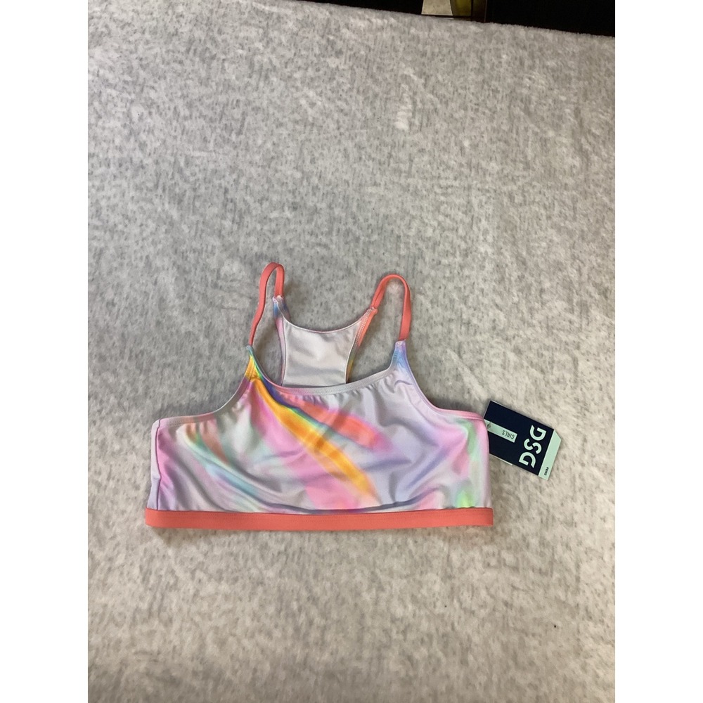 DSG Girls‎ Core Swim Top XL  Multi Abstract Racerback Bikini Sporty New DSG8110